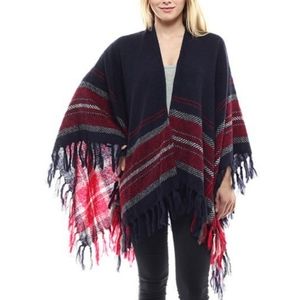 Justin&Taylor plaid trim ruana